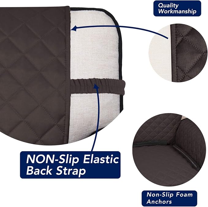 PureFit Reversible Quilted Couch Covers for Dogs Sofa Cover 4 Seater 88" | Chocolate/Beige, Water Resistant Couch Protector, Washable Pet Couch Cover with Non Slip and Elastic Straps For Kids - Image 3