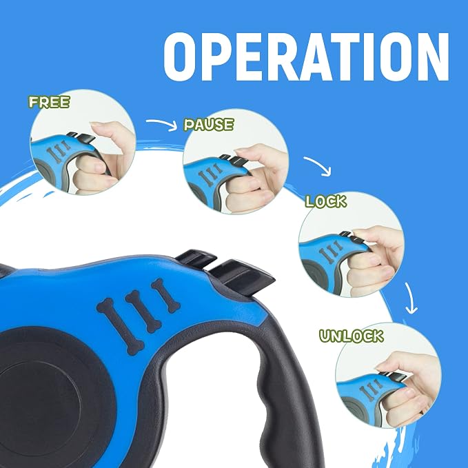 Retractable Dog Leash Automatic Telescopic Tractor Dog Tape | Pet Tape 10/16 FT Durable and Convenient, with Folding Bowl, Dispenser, Rubbish Bags, Suitable for Small and Medium Dogs - Image 4