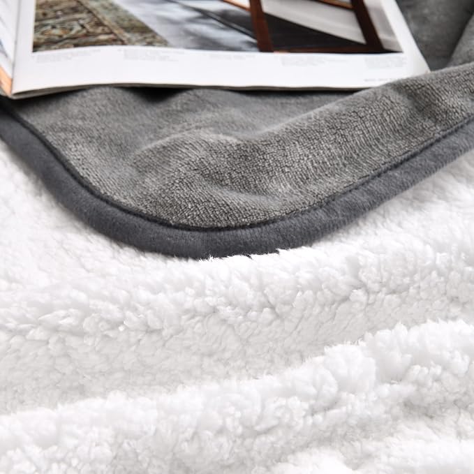 Soft Waterproof Blanket for Bed Couch Sofa, Grey, 50x60 inches | Liquid Pee Proof Pet Blanket for Dog Puppy Cat, Reversible Sherpa Fleece Blanket for Couch Cover, Furniture Protector - Image 6