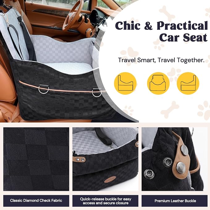 WOOCHPET Dog Car Seat for Small Pets Sturdy Puppy Booster Bed with Elevated Window View Washable Travel Carrier up to 35 Lbs - Image 6