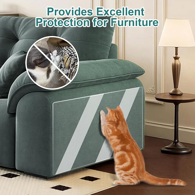 Cat Couch Protector, Transparent Anti Scratch Furniture Protector, Self-Adhesive & Waterproof Tape, Shields Couches, Sofas, Chairs from Cat Claws & Damage(200in x 16in) - Image 4