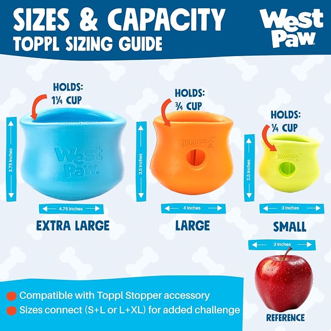 WEST PAW Zogoflex Toppl Interactive Treat Dispensing Puzzle Dog Toy for Mental Stimulation & Enrichment-Holds Kibble & Treats-Lickable, Freezable & Dishwasher Safe-Made in USA-XL-Tangerine - Image 5