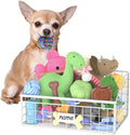 Kaiferty Indestructible Dog Toy basket, Small Toy Box for Dogs, Pet Toy Bin Dog Metal Basket for Toys, Dog Toy Storage, Dog Storage Organizer, Cat Dog Toy Box for Living Room Area (White) by Kaiferty
