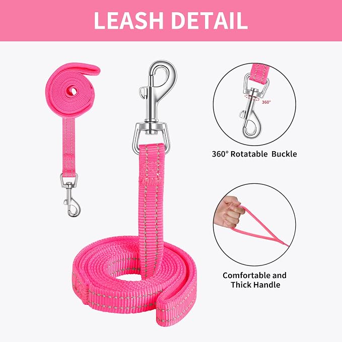 AMTOR Small Dog Harness with Leash Set, No Escape Easy Walk Puppy Harnesses for Training Walking, Step-in Reflective Soft Dogs Vest for XS S Medium Extra-Small Large Sized Dog(Fuchsia,XS) - Image 6