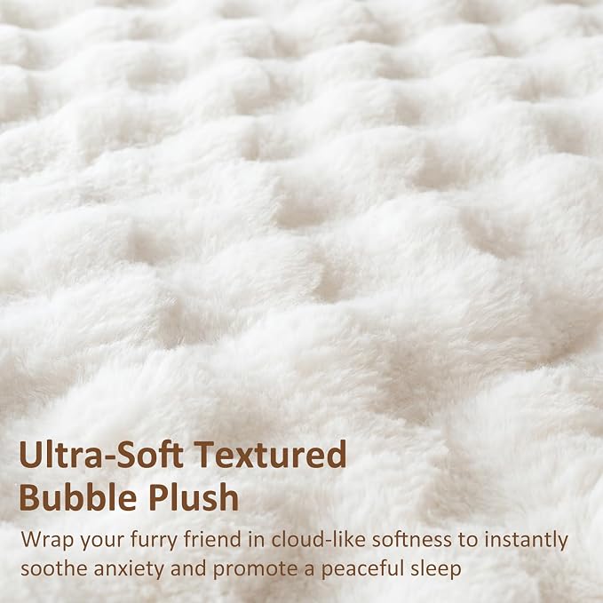 Dog Bed Couch Sofa for Small Medium Dogs Cats 30x30x9 Round White | Round Plush, Orthopedic, Washable, Removable Cover, Anxiety Relief - Image 2