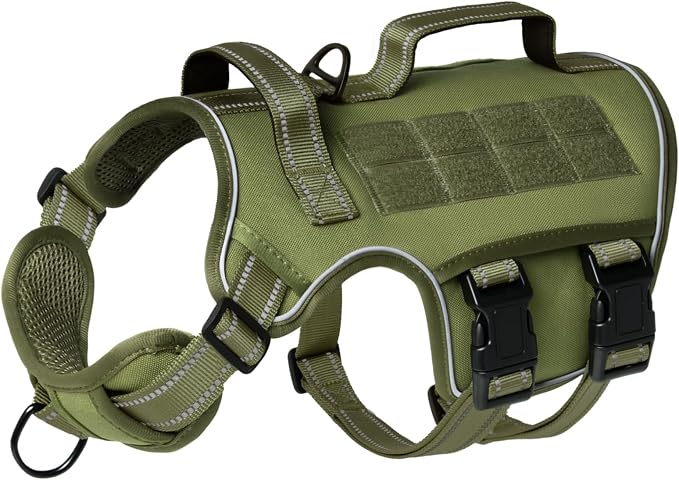 Dog Harness Medium Sized Dog, No Pull Dog Vest with Molle System | Tactical, Easy Control With Handle, Breathable Soft Padded, Adjustable, Reflective, No Choke for Walking, Green Medium - Image 8