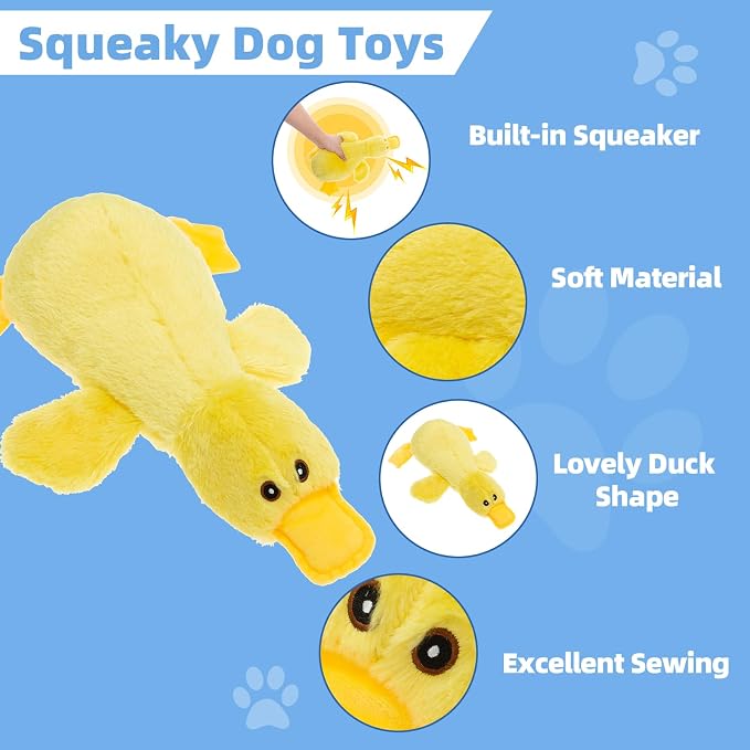Mihachi Plush Squeaky Dog Duck Toys - Stuffed Pet Toy Duck Interactive Gifts for Dog Birthday Dogs Puppy Biting Chew Toys - for Medium and Large Dogs - Image 2