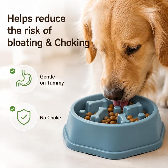 Slow Feeder Dog Bowl,Suitable for Small and Medium Breeds. Blue | Slow Feed Puzzle Dog Bowl, Non-Slip Interactive Maze to Slow Eating, Bone-Shaped. - Image 2