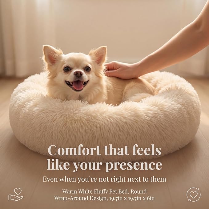 nononfish Puppy Bed for Small Dogs,Calming Donut Round Pet Bed | Comfortable plush bed for everyday indoor pet rest. - Image 2