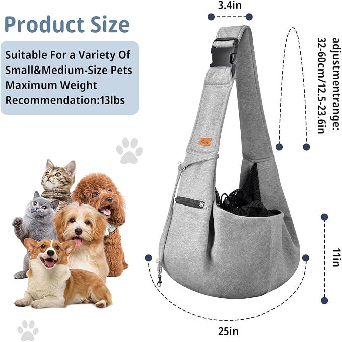 CUBY Dog and Cat Sling Carrier - Hands Free Reversible Pet Papoose Bag - Soft Pouch and Tote Design - Suitable for Puppy, Small Dogs Cats Outdoor - Image 8