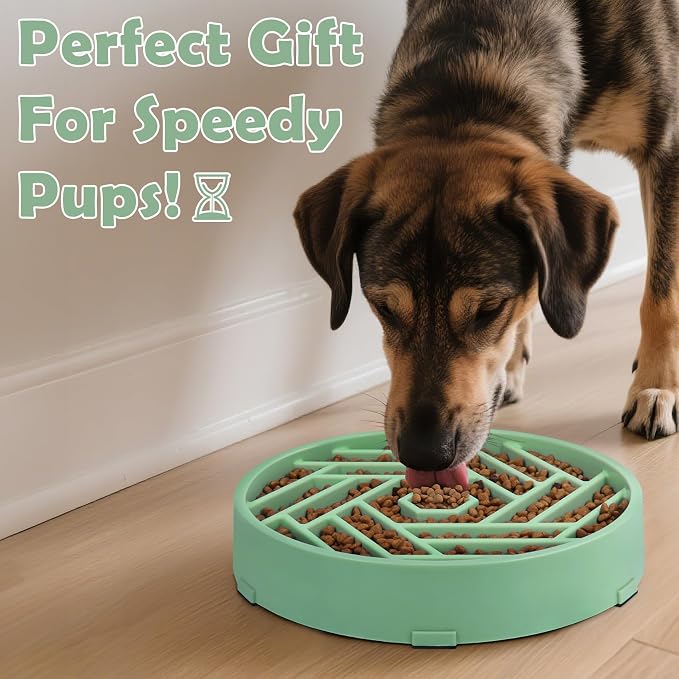 TOBYTO Slow Feeder Dog Bowls Large Medium Breed,Anti-Choking Slow Eating Dog Food Bowl,Non Slip Pet Slower Food Feeding Bowls Large Puzzle Slow Feeder Bloat Stop Maze Dog Dishes,Bean Green - Image 9