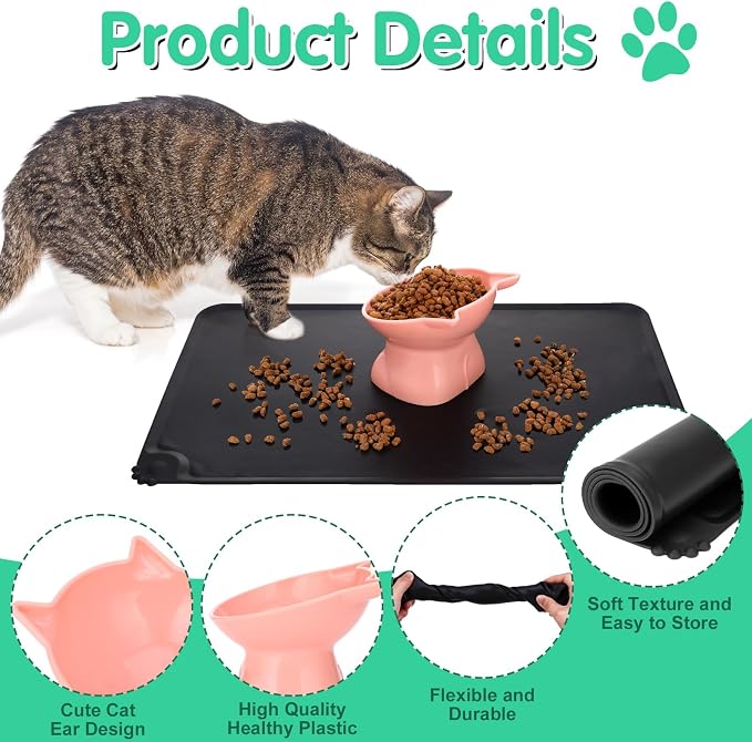 3 Pcs Raised Cat Bowl 15° Elevated Cat Food Bowl Tilted Cats Bowls | Anti Vomiting Cats Dishes Pet Food and Water Bowls for Indoor Cats and Small Dogs - Image 3