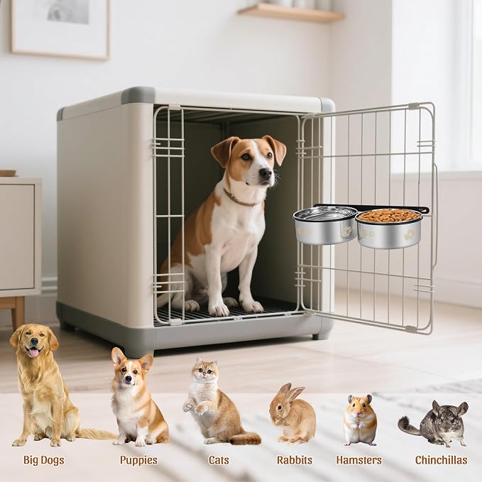 No Spill Dog Crate Water Bowls, 40oz Stainless Steel Dog Food and Water Bowl Set for Large/Medium/Small Pets, Detachable Hanging Pets Bowls for Cage, Kennel, Crate,Convenient for Adding Food and Water - Image 6