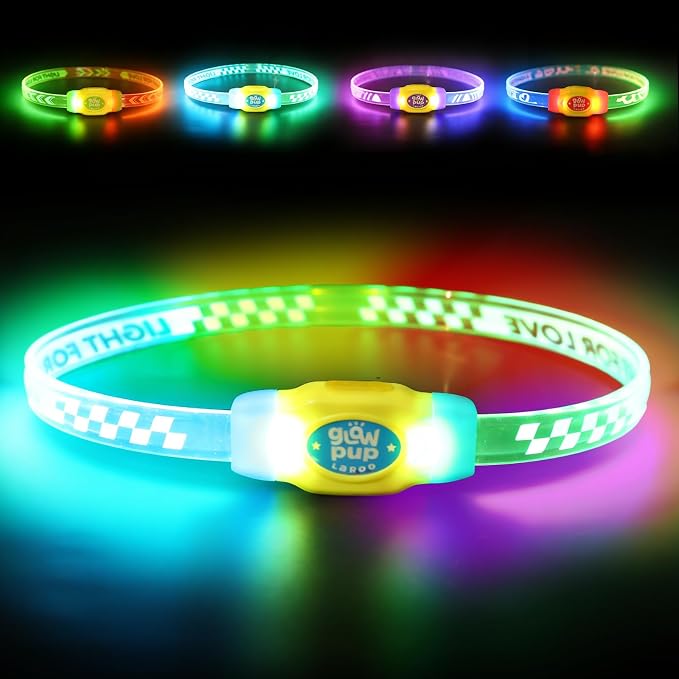 LaRoo LED Light Up Dog Collar, Multi-Color Glowing Safety Pet Collar, Rechargeable Night Visibility Collar, Pet Safety Collar Makes Your Beloved Dogs Be Seen at Night for Small Medium Dogs(Blue) by LaRoo
