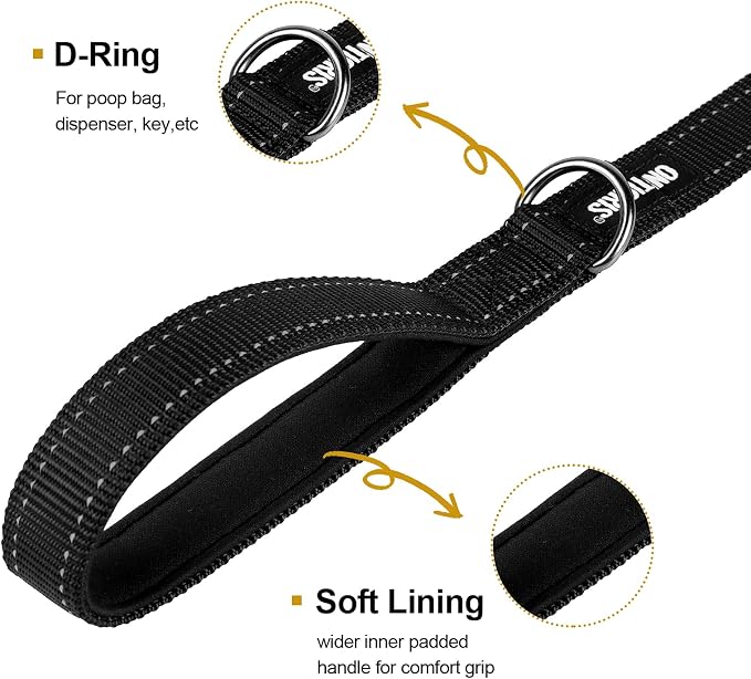 OneTigris No-Pull Dog Leash with Handle for Medium Large Dogs (Black, 4FT) | Durable lead built for training & daily walks. Ideal drag line for strong pullers and large breeds like bully dogs. - Image 6