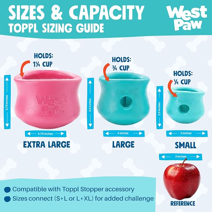 WEST PAW Zogoflex Toppl Interactive Treat Dispensing Puzzle Dog Toy for Mental Stimulation & Enrichment-Holds Kibble & Treats-Lickable, Freezable & Dishwasher Safe-Made in USA-XL-Teal - Image 5
