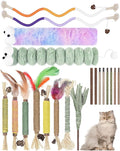 Bissap 20 PCS Silvervine Chew Sticks for Cats, Catnip Chew Ropes Cat Toys for Indoor Cat Kitten Teeth Grinding Interactive Feather Toys for Aggressive Chewers Dental Care by Bissap
