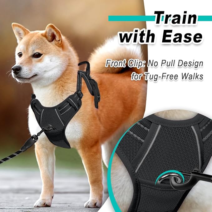 BARKBAY Dog Harness for Large Dog No Pull Mesh 2 Clips Dog Vest | Control Handle,Comfort,Heavy Duty,Adjustable Reflective,Perfect for Outdoor Training, Walking,Hiking(XL,Black Mesh) - Image 2