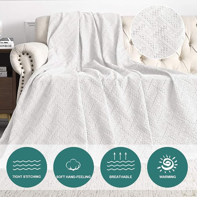 MYSKY HOME White Sofa Covers for 3 Cushion Couch Geometrical Living Room Sofa Throws Sofa Slipcovers for Pets, Kids (XX-Large, 91" x 134", White) - Image 3