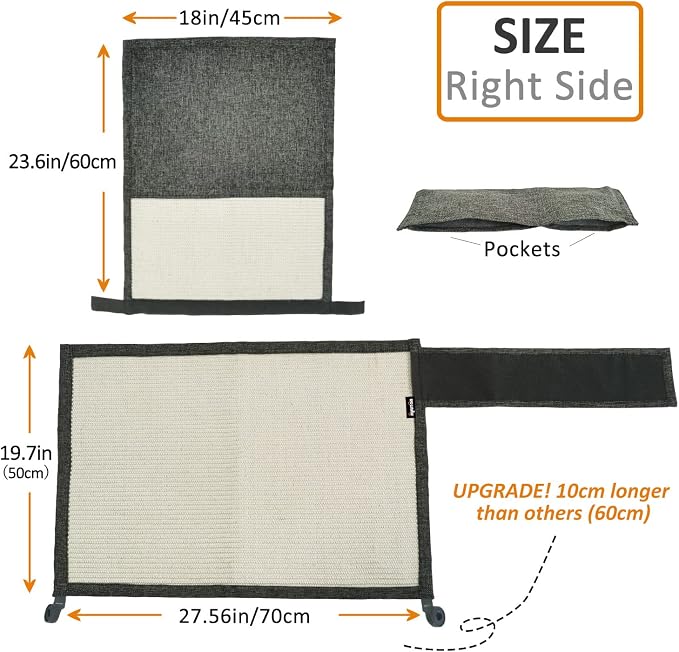 NATUYA Furniture Protectors from Cats-Cat Couch Protector Large Sisal Cat Scratching Mat-Protect Sofa Corner Cushion Chair (Sisal Armrest - Right) | Couch Protector,Large , Furniture Protectors, Sofa Corner Cushion - Image 3