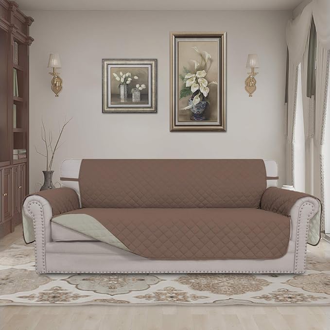 Easy-Going Reversible Couch Cover for 3 Cushion Sofa, Large Brown/Beige | Machine Washable Slipcover For Dogs, Water Resistant Furniture Mat For Living Room, Non-Slip Sofa Cover, Pet Friendly - Image 2