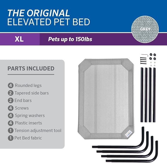 Coolaroo Original Elevated Dog Bed - Breathable Off-The-Ground Pet Bed with Cooling Fabric, Joint Relief & Moisture-Resistant Fabric, 100% Recyclable, Easy Clean, Gray, Extra Large - Image 4