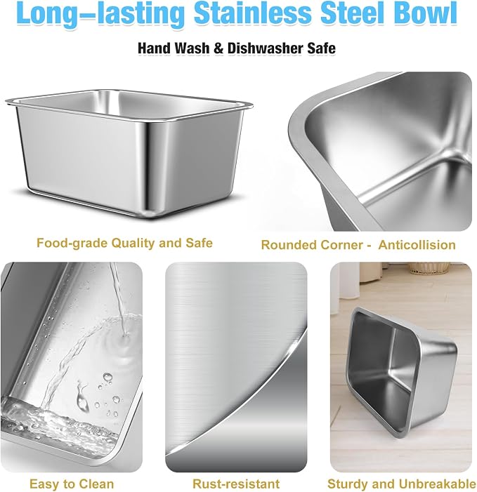 Bobbie & Laxi 14" Elevated Dog Water Bowl, 2.4 Gal Stainless Steel Bowl | Raised Dog Bowl for Large Breed, Metal Dog Feeding Station for Relief Joint Pressure, Easy Clean for Indoor & Outdoor Use - Image 7