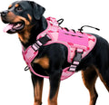 Heavy-Duty Tactical Dog Harness for Large Dogs, No Pull Adjustable Reflective Pet Vest with Molle System, K9 Military-Grade Control for Service Training, Outdoor & 10+ Breeds, Pink Camo, X-Large by Bruvoalon