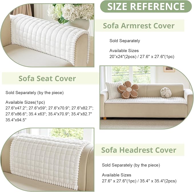 OstepDecor Couch Cover for Dogs, Washable Non Slip Sofa Cover for Pets | Soft Couch Covers for Sofa, Loveseat and Sectional, Furniture Protector Against Pet Hair & Dirt (27.6" x 70.9", Off White) - Image 3