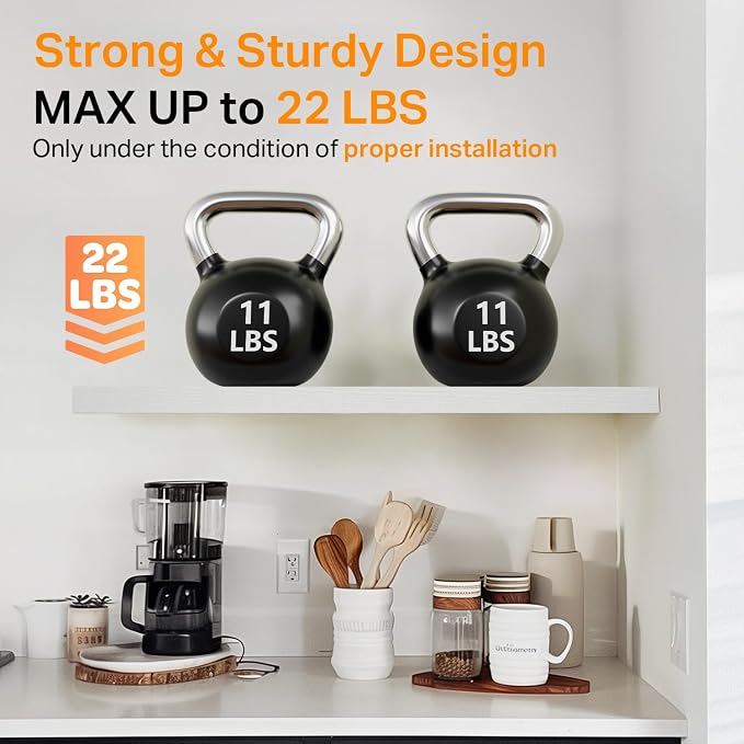 BAYKA White Floating Shelves 22.5in, Set of 3, Wall Mounted for Wall Decor | Easy Install, 22lbs Max Load, Hidden Bracket, Hanging Shelf for Bathroom Bedroom Kitchen Storage Decor, Multi-Wall Compatible - Image 5
