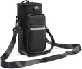 Nuovoware Water Bottle Carrier Bag, 40oz Bottle Pouch Holder, Adjustable Shoulder Hand Strap 2 Pocket Sling Neoprene Sleeve Sports Accessories for Hiking Travelling Camping, BlackCarbon by NUOVOWARE