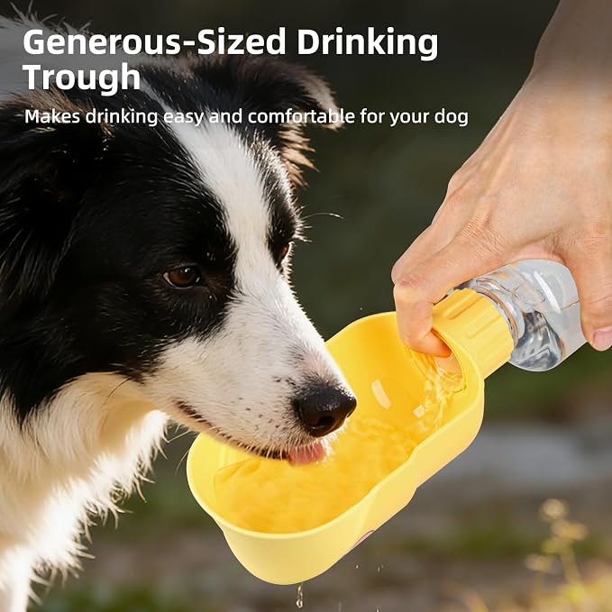 Dog Water Bottle,Leakproof Portable Water Bottle for Dogs, Dog Travel Water Bottles with Convenient Bottles Strap, Dog Travel Accessories for Walking, Hiking, Outdoor, Camping (17oz Yellow) - Image 3
