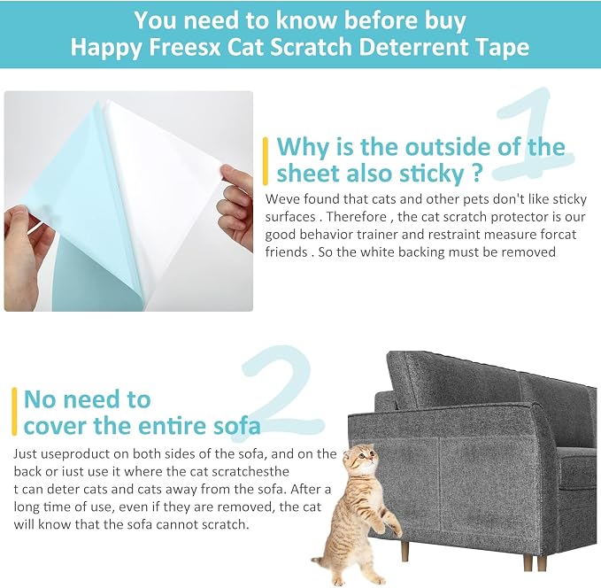 XMZCYMyo Couch Corner Furniture Protector from Cats, Double Sided Sofa Anti Scratching Sticky Tape, Corner Couch Protector for Cats, Cat Scratch Deterrent Tape (10 pcs) - Image 6