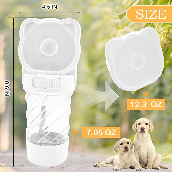 Pet Water Bottle for Dogs,Portable Dog Water Bowl Dispenser,Leak Proof Puppy Travel Bottle with Food Container for Outdoor Walking Hiking (19 OZ,White) - Image 2