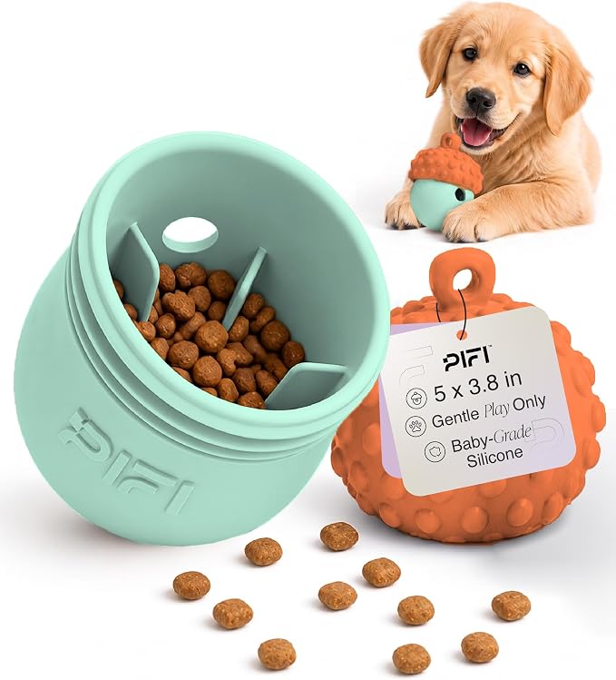 PiFi Silicone Dog Treat Dispenser & Puzzle Feeder for Medium Dogs, 5x3.8 in | Slow Feeder, BPA-Free Silicone for Wet, Dry & Frozen Treats, Twist-Apart Easy Clean by PiFi