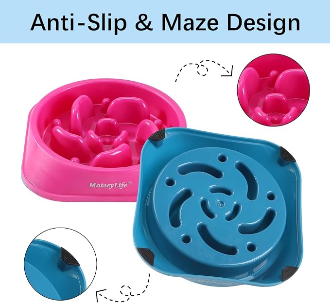 MateeyLife 2-Pack Slow Feeder Dog Bowls, 2 Cups, Dog Puzzle Feeder Bowl | Food-contact safe, dishwasher safe, non-slip base, maze design, for fast eaters, for dogs and cats, daily mealtimes - Image 4