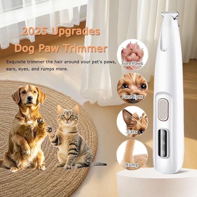 1PC Dog Paw Trimmer with LED Light,35dB Low Noise Precision Pet Paw Trimmer for Dogs Cats Grooming Clippers,Safety Electric Paw Hair Trimmer for Paws,Ears,Rump,Face,Eyes,Dog - Image 4