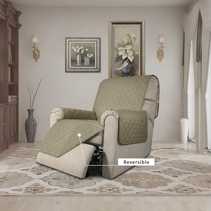 Easy-Going Reversible Couch Cover, Recliner 22 in, Beige/Beige | Machine Washable Slipcover For Dogs, Water Resistant Furniture Mat For Living Room, Non-Slip Sofa Cover, Pet Friendly - Image 2
