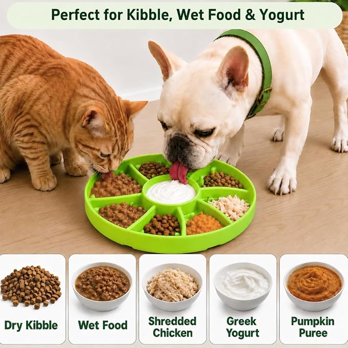 Slow Feeder Dog Bowl Silicone Suction Cup Anti Spill Dogs Cats Light Green - Image 7