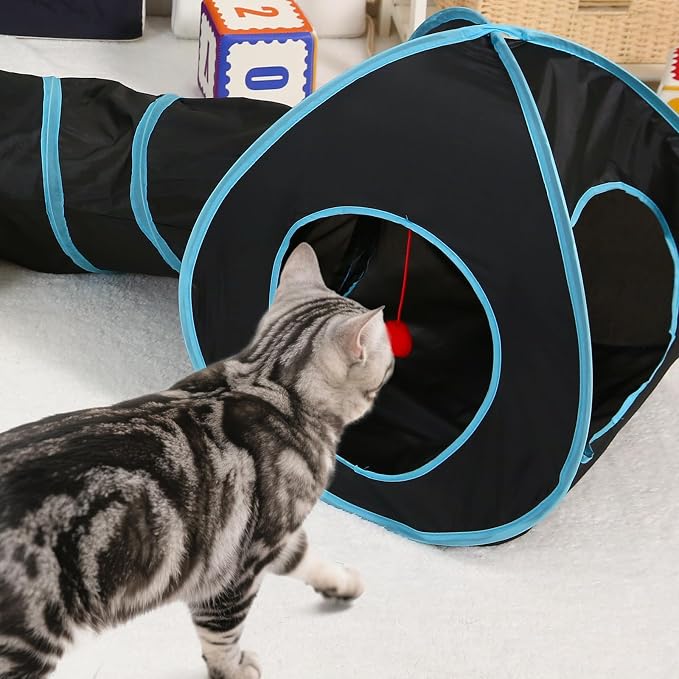 Pet Cat Tunnel, Tunnel Tent Set Tunnels for Indoor Cats, Collapsible Pet Tunnel for Kitten, Puppy, Rabbit, 25cm-Wide Tunnels, Durable & Breathable, with Peek Hole Toy Ball - Image 8