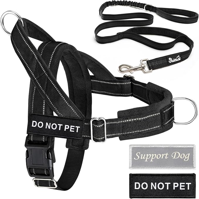 Lukovee No Pull Dog Harness and Leash Set, Soft Padded Vest with Front Clip | Adjustable, No Choke, Reflective,Durable Easy Control Pet Vest Harness for Safe Walking for Medium Large Dogs (Black, XL) - Image 9
