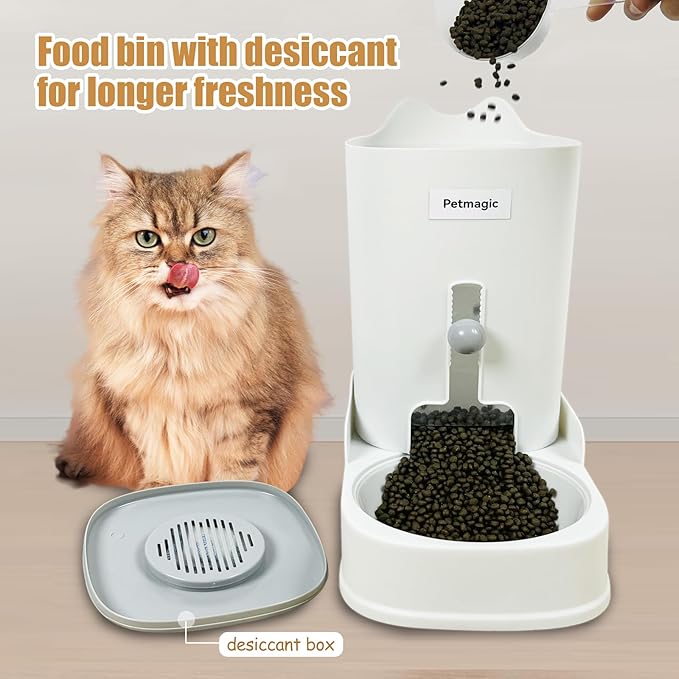 Gravity cat Feeder by Petmagic is a 3.6L Large-Capacity cat Food and Water Bowl Set. This Two-piece Set is Suitable for pet Feeding, Including Small and Medium-Sized Dogs, Kittens. - Image 2