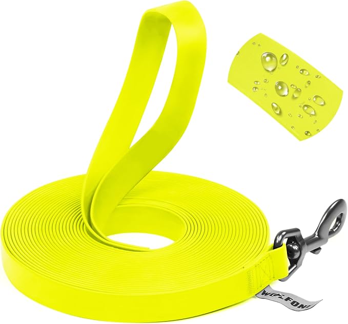 Wolfone Waterproof Dog Leash 30FT Long Line Training Recall Lead | 30FT Dog Leash: Durable PVC coated leash with easy clean surface ideal for recall training, camping, hunting and walking by Wolfonepetsupplies