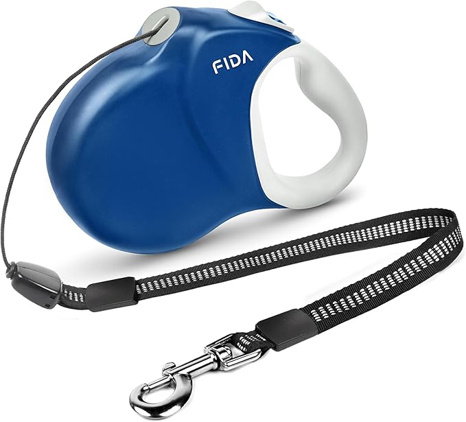 Fida Upgraded Retractable Dog Leash, 30ft, Heavy Duty, Blue | Long Walking Leash for Medium/Large Dogs up to 110 lbs, 360° Tangle-Free, Soft Grip, One-Hand Brake by Fida