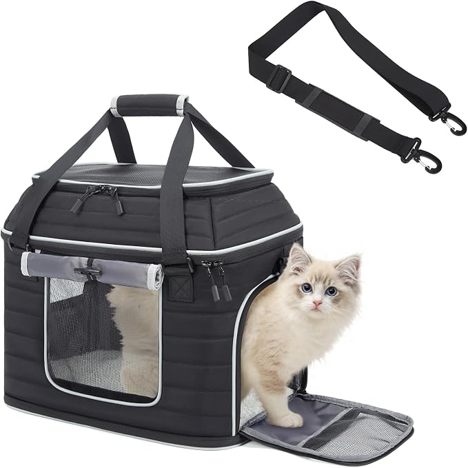 Top-Expandable Pet Carrier: NOBLE DUCK Airline Approved Pet Travel Bag for Cats/Dogs Up to 20 Lbs | Soft-Sided, Multi-Sided Breathable with Anti-Escape Zipper & Privacy Curtain to Reduce Stress by NOBLE+DUCK