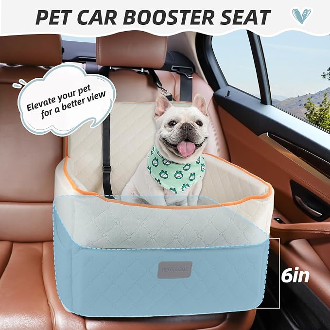 HEGGCOOE Dog Car Seat for Small Medium Dogs, Memory Foam Dog Booster Seats with Thick Cushion for Dogs Under 35lbs, Detachable Washable Pet Car Seat Travel Bed with Storage Pockets,2 Safety Belt - Image 2