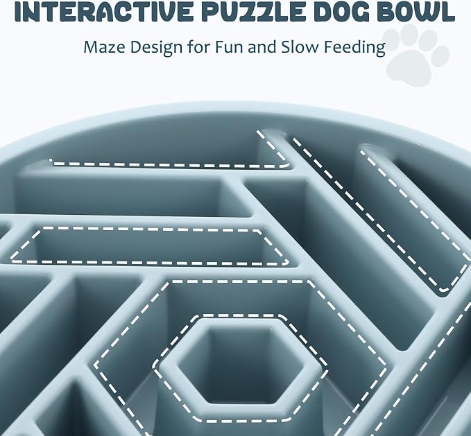 WHIPPY Slow Feeder Dog Bowl, Puzzle Maze Design to Slow Down Eating, 3-Cup Capacity, Anti-Gulping Food Bowl for Medium & Large Dogs,Blue - Image 2