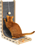 Felt Cat Scratcher for Indoor Cats,26.8 Inch,Grey | L Shaped Scratching Post, Scratch Board Scratchers for Large Cat Scratch Pad Furniture Protector with Bell Ball Kitten Toys by NxwjoyPet