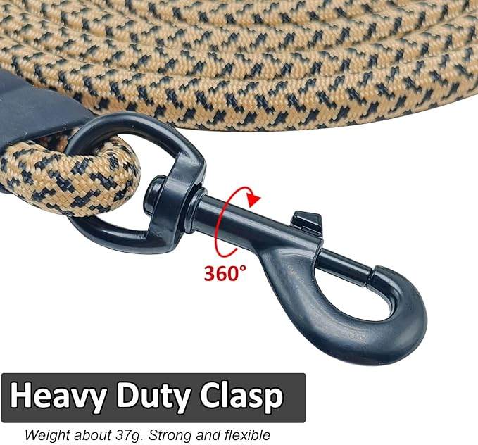 MayPaw 8ft Long Rope Dog Leash for Large Medium Dogs Soft Handle Dog Lead | 1/2-In Thick Lead, 3/6/8/10/15/20FT Soft Padded Handle Strong Nylon Pet Leash, 14+ Colors (1/2" * 8', Brown) - Image 2