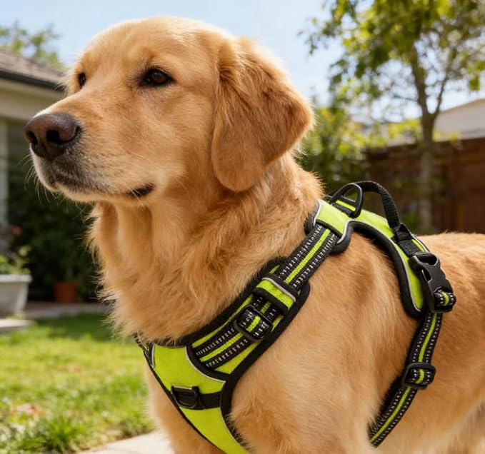 No-Pull Dog Harness with Soft Padded, Adjustable Reflective Vest Green XL | 2 Leash Clips Easy to Put on and Take Off Neck: 18"~26", Chest: 25"~34" - Image 3